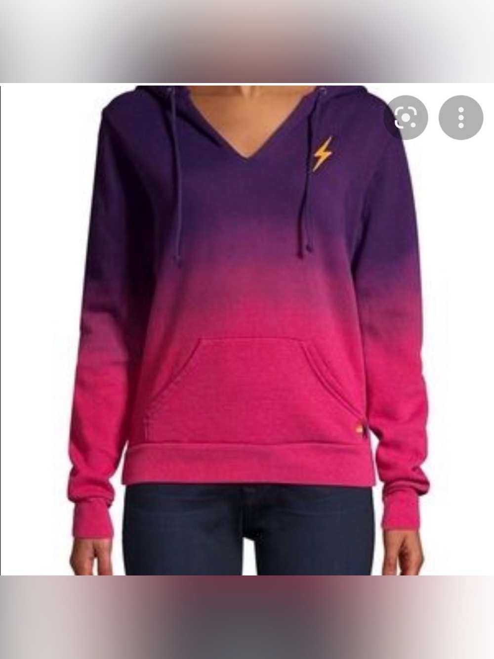 Aviator Nation Dip-Dye Ombré Hoodie Sweatshirt Small Pink Purple V Neck Beachy